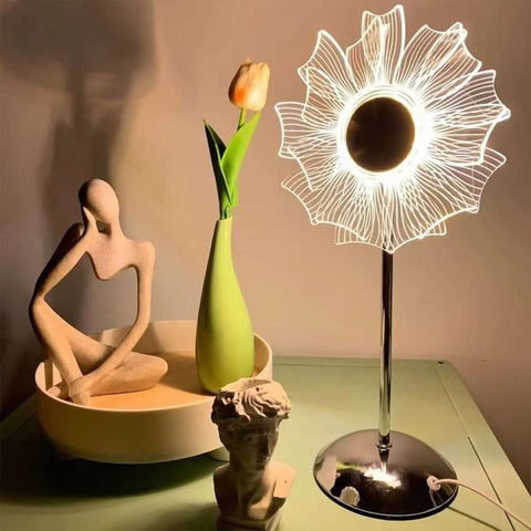 Sunflower Windmill Table Lamp LED Desk Lamp 3 Color Dimming Atmosphere